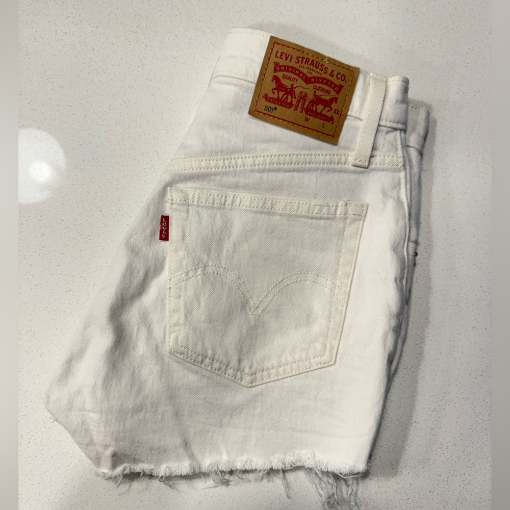 Levi's White 501 Jean Shorts